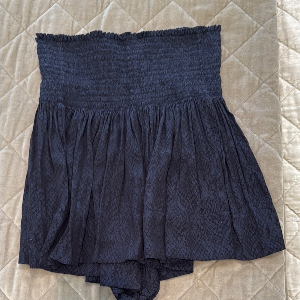 KOCH smocked navy/black snakeskin pattern skirt/shorts